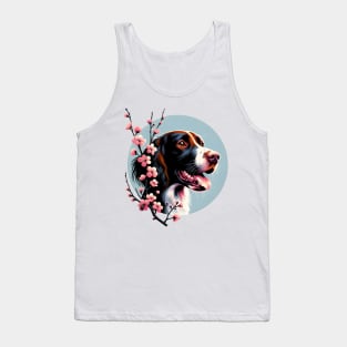 Small Munsterlander Pointer Enjoys Spring Cherry Blossoms Tank Top